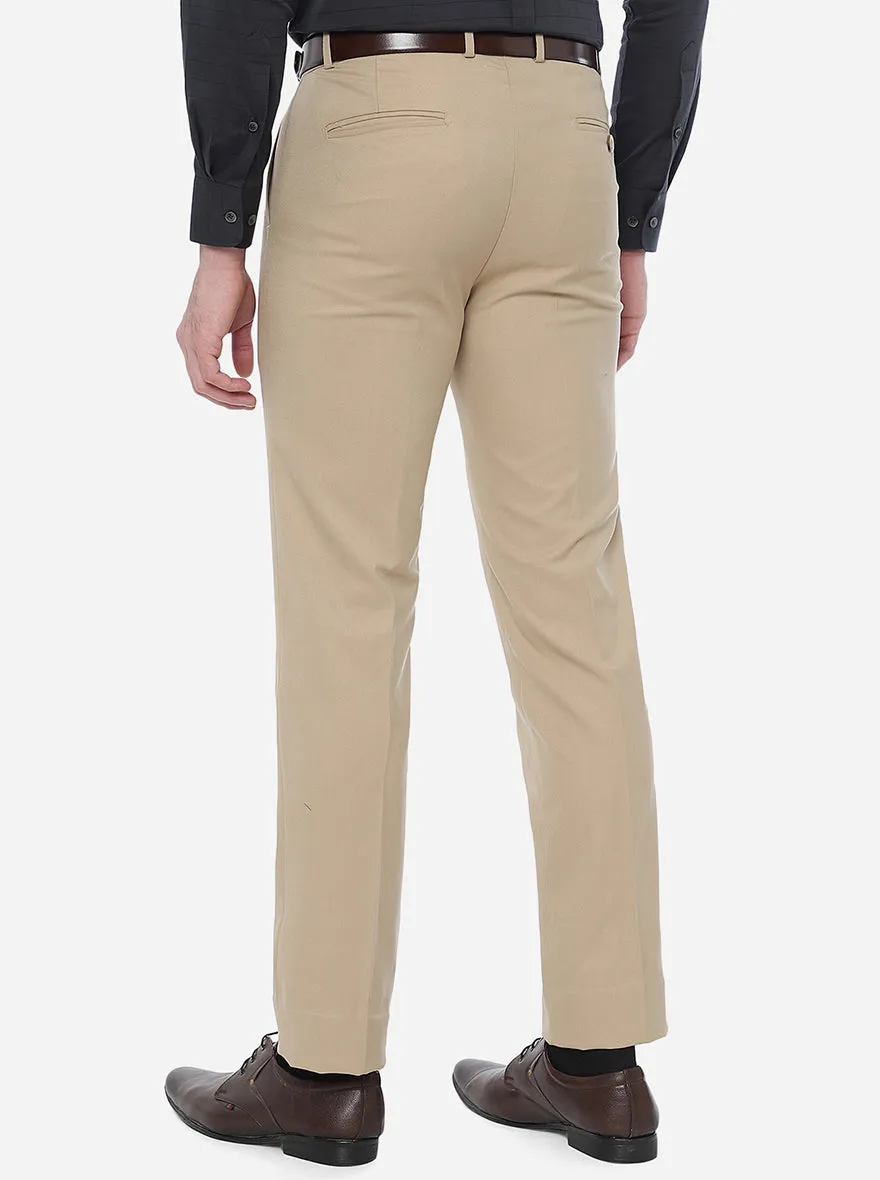 Khakhi Solid Slim Fit Formal Trouser | Greenfibre