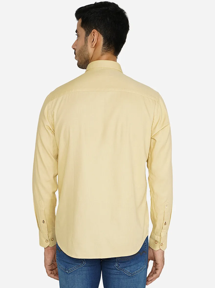 Khaki Solid Classic Fit Casual Shirt | Greenfibre