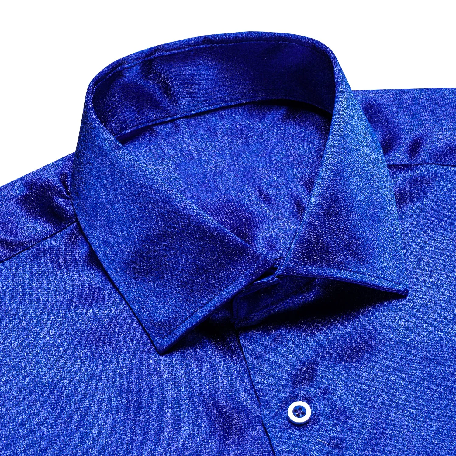 Klein Blue Solid Silk Men's Long Sleeve Shirt