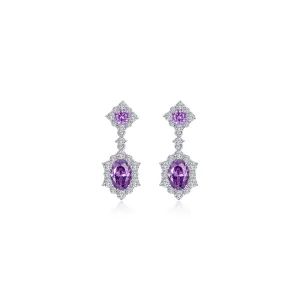 Lafonn Simulated Diamond & Amethyst Oval Halo Earrings E0593AMP