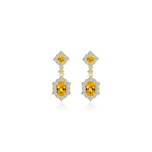 Lafonn Simulated Diamond & Citrine Oval Halo Drop Earrings E0593CTG00