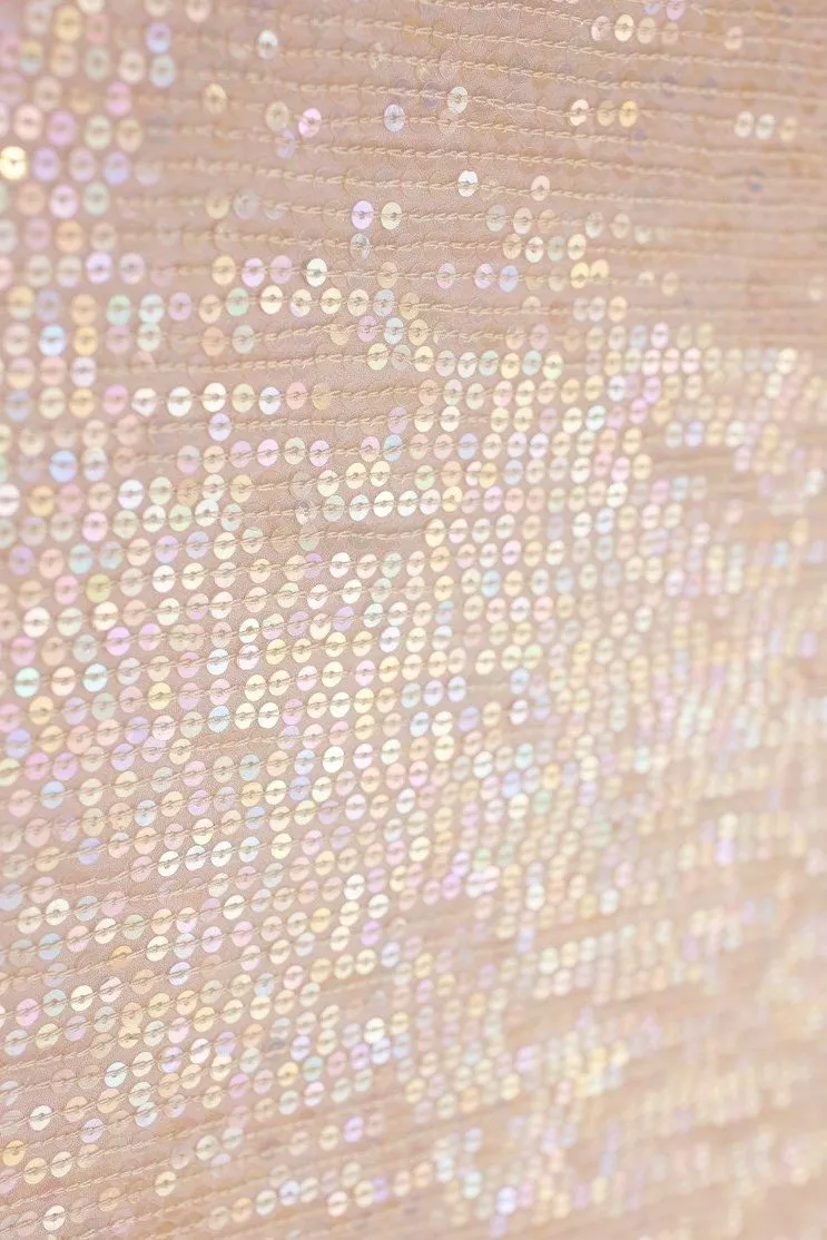 Light Blush Sequins & Beads on Silk Chiffon JEC-132-9 Fabric