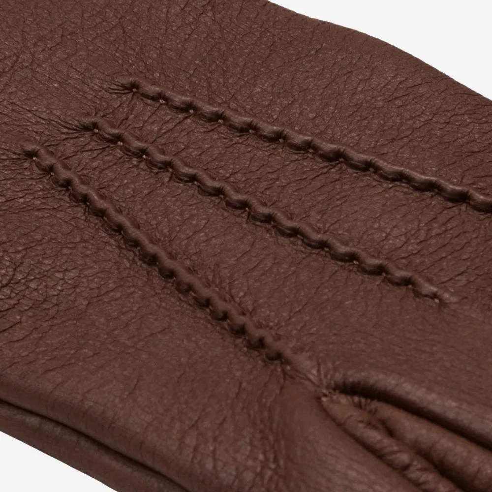 Lorenzo (brown) - Italian gloves made of American deerskin leather with cashmere lining