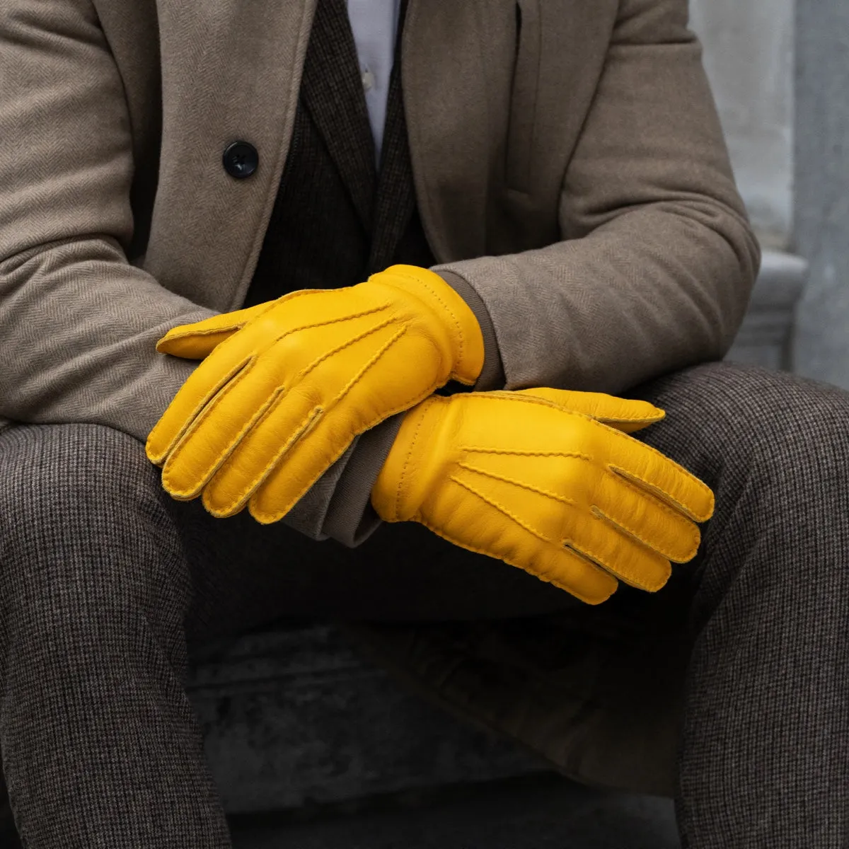 Matteo - Italian gloves made of American deerskin leather with cashmere lining