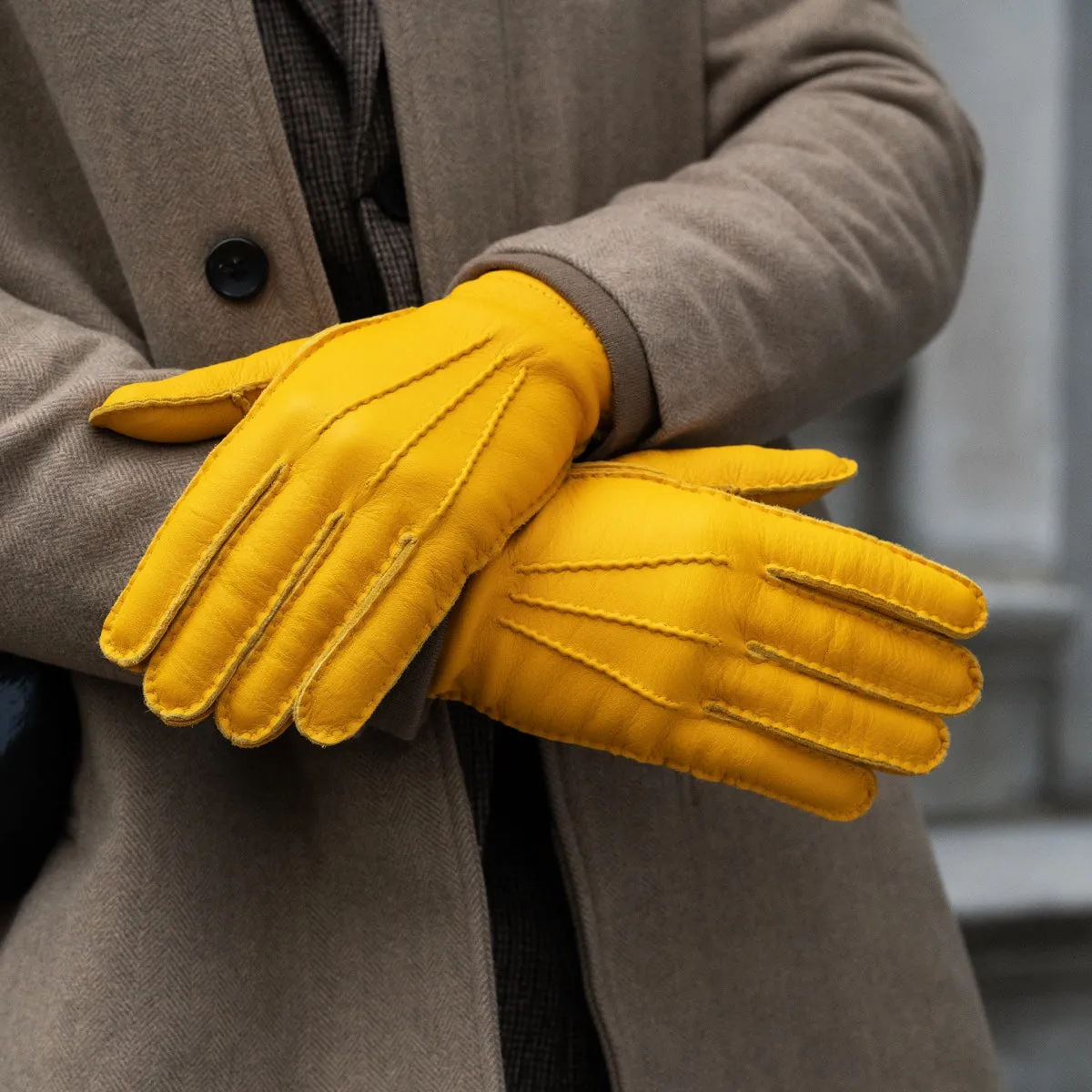 Matteo - Italian gloves made of American deerskin leather with cashmere lining