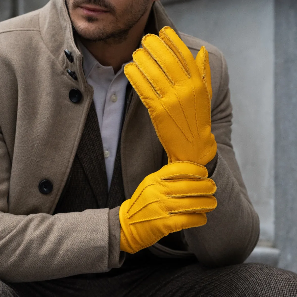 Matteo - Italian gloves made of American deerskin leather with cashmere lining