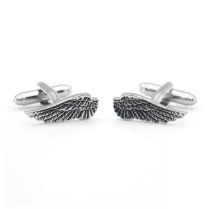 Men's Black & Silver Angel Wings Cufflinks