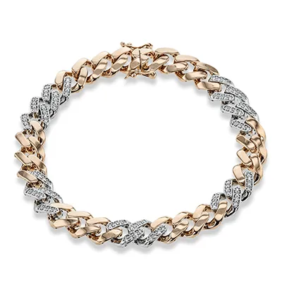 Men's Bracelet In 14k Gold With Diamonds