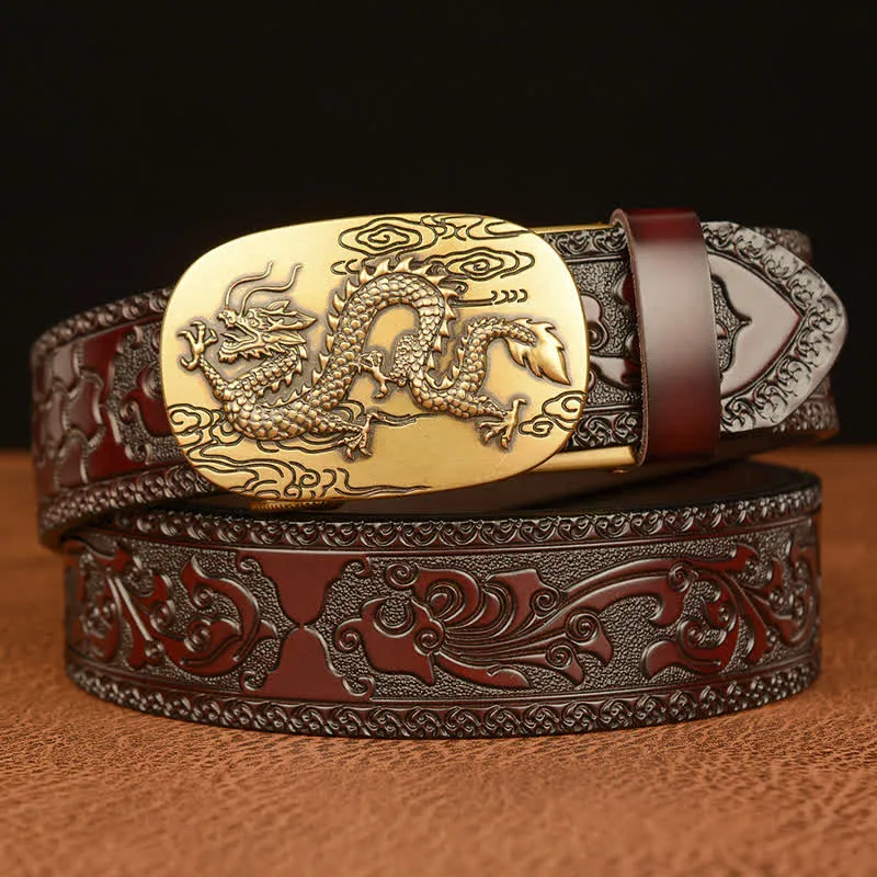 Men's Dragon Soaring In The Sky Leather Belt