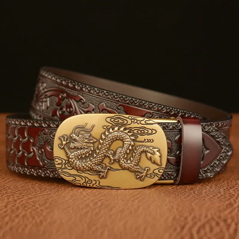 Men's Dragon Soaring In The Sky Leather Belt