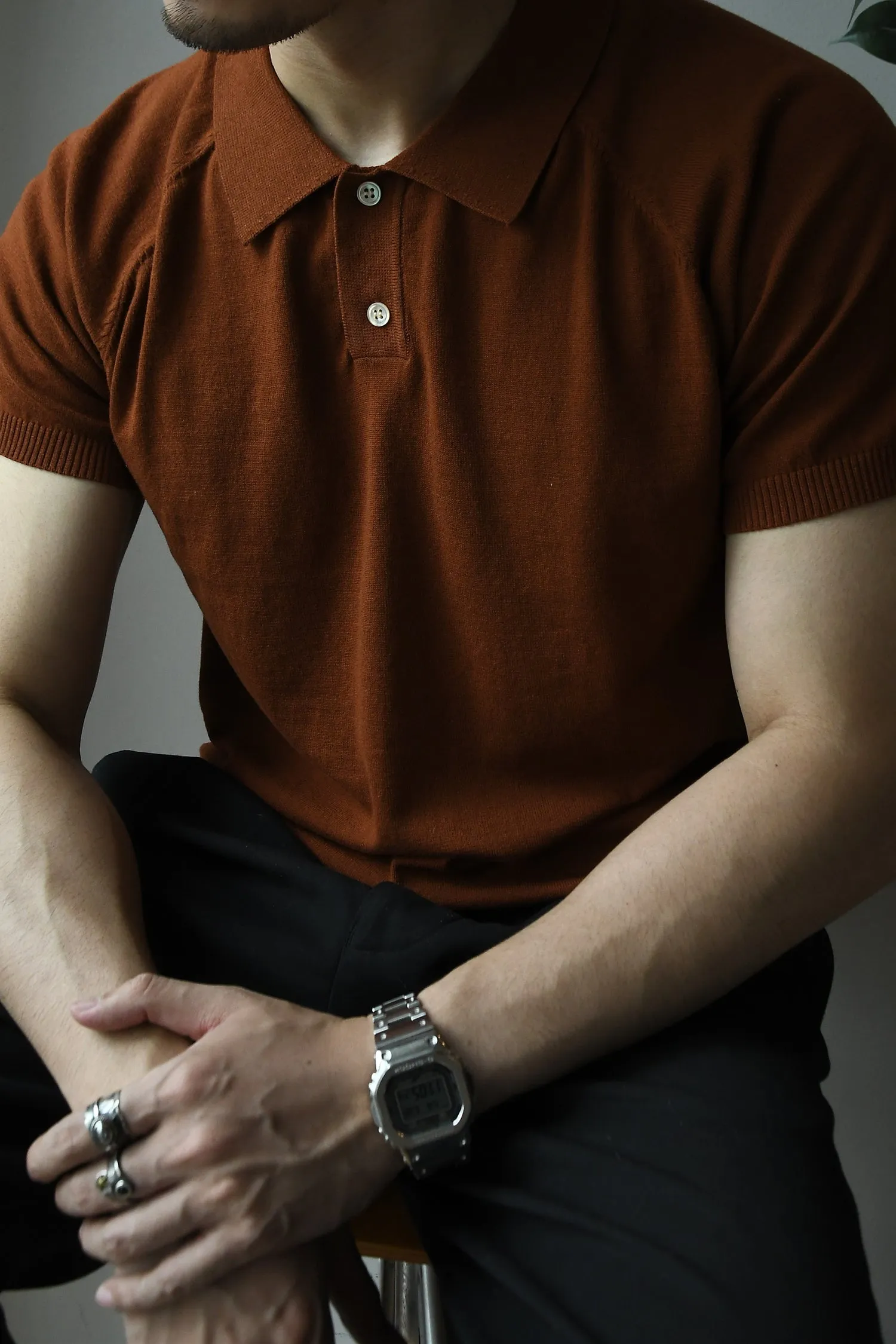 Men's Knit Polo Shirt Short Sleeves