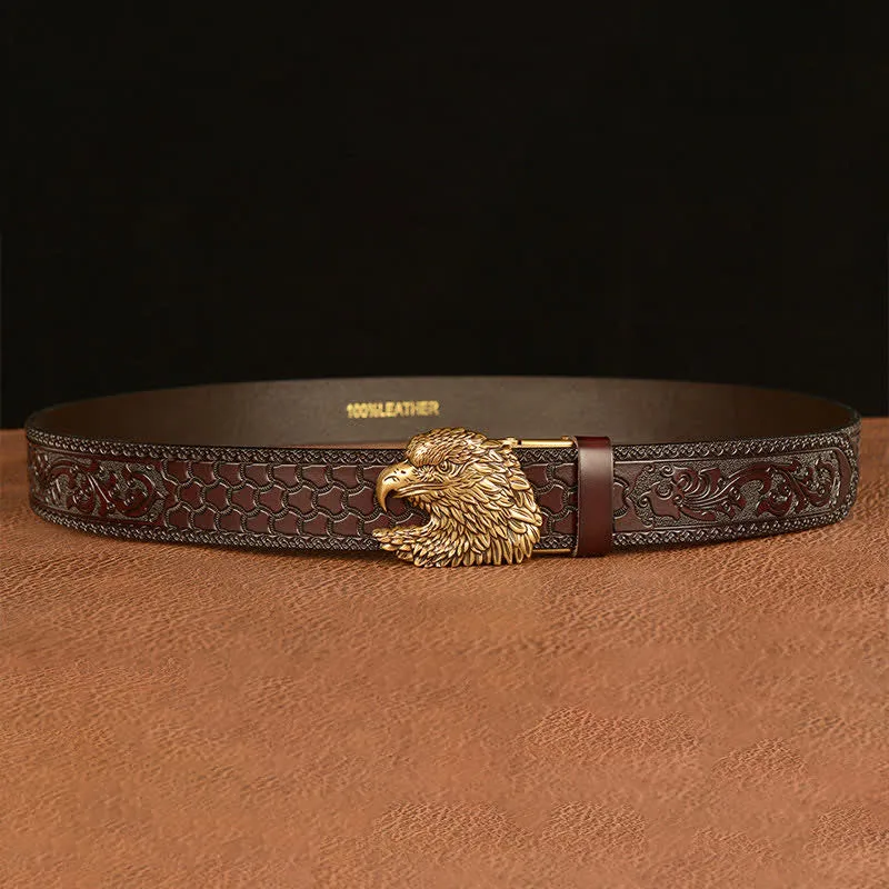 Men's Three-dimensional Eagle Head Leather Belt