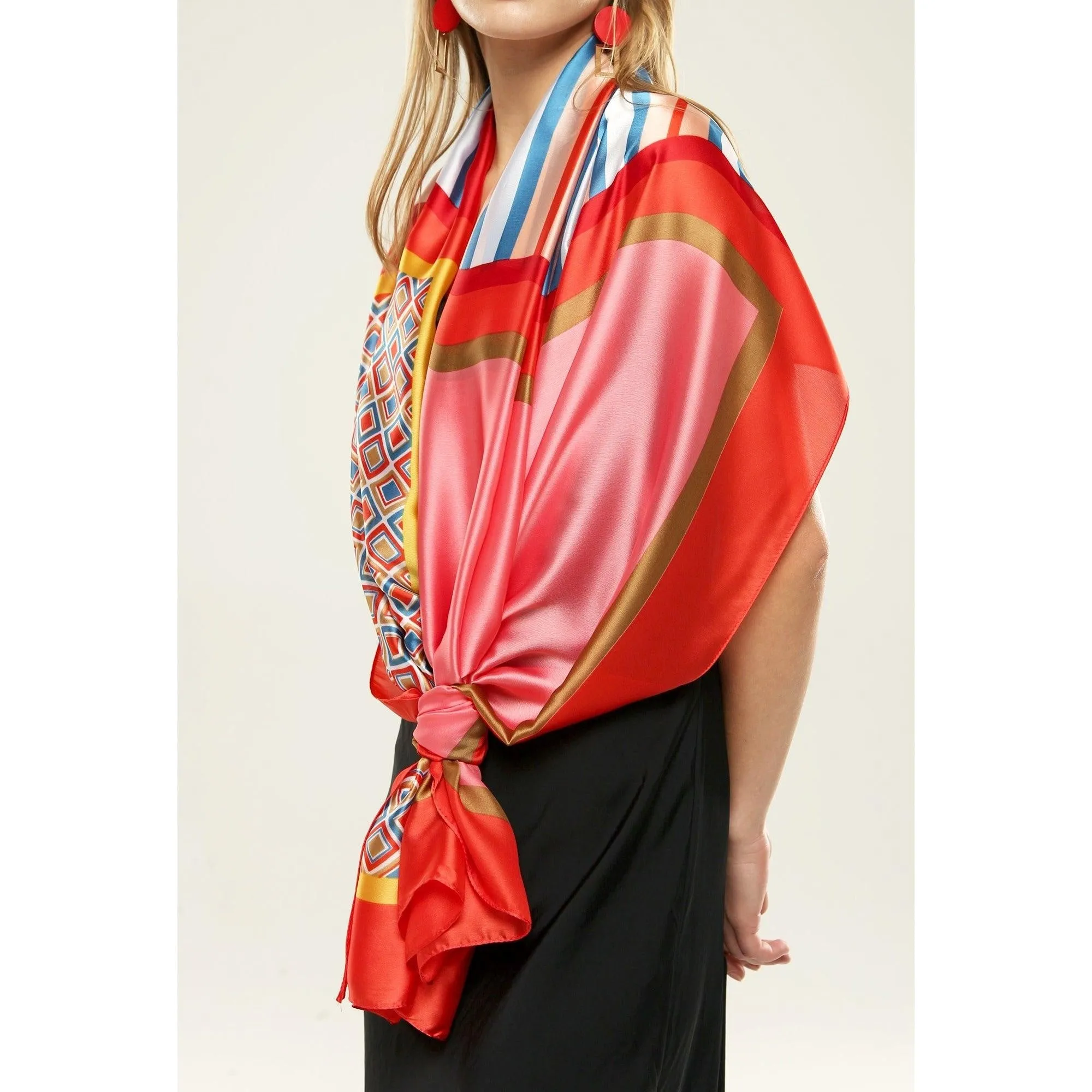 Multi Pattern Color Block Sheer Scarf