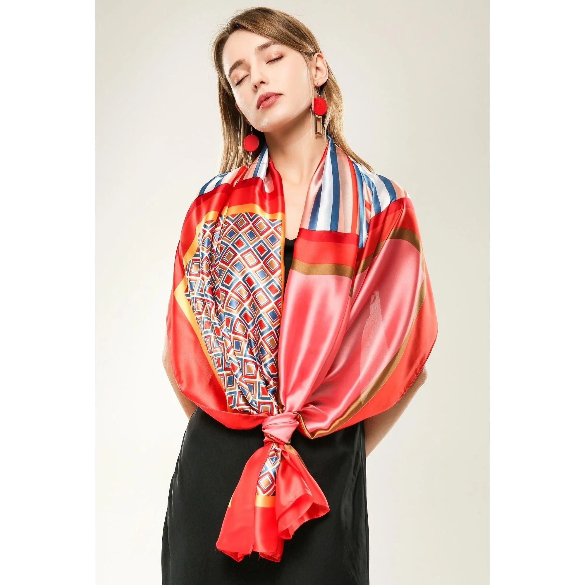 Multi Pattern Color Block Sheer Scarf