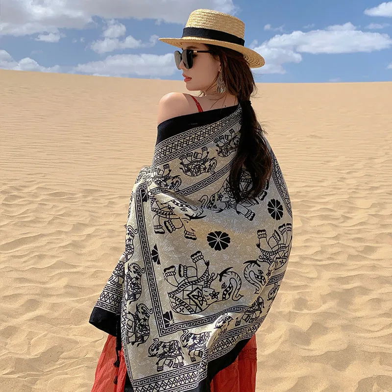 Outdoor Leisure Ethnic Style Comfortable Breathable Scarf Big Shawl