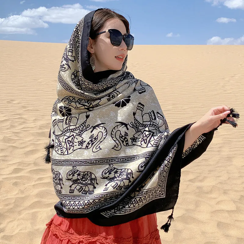 Outdoor Leisure Ethnic Style Comfortable Breathable Scarf Big Shawl