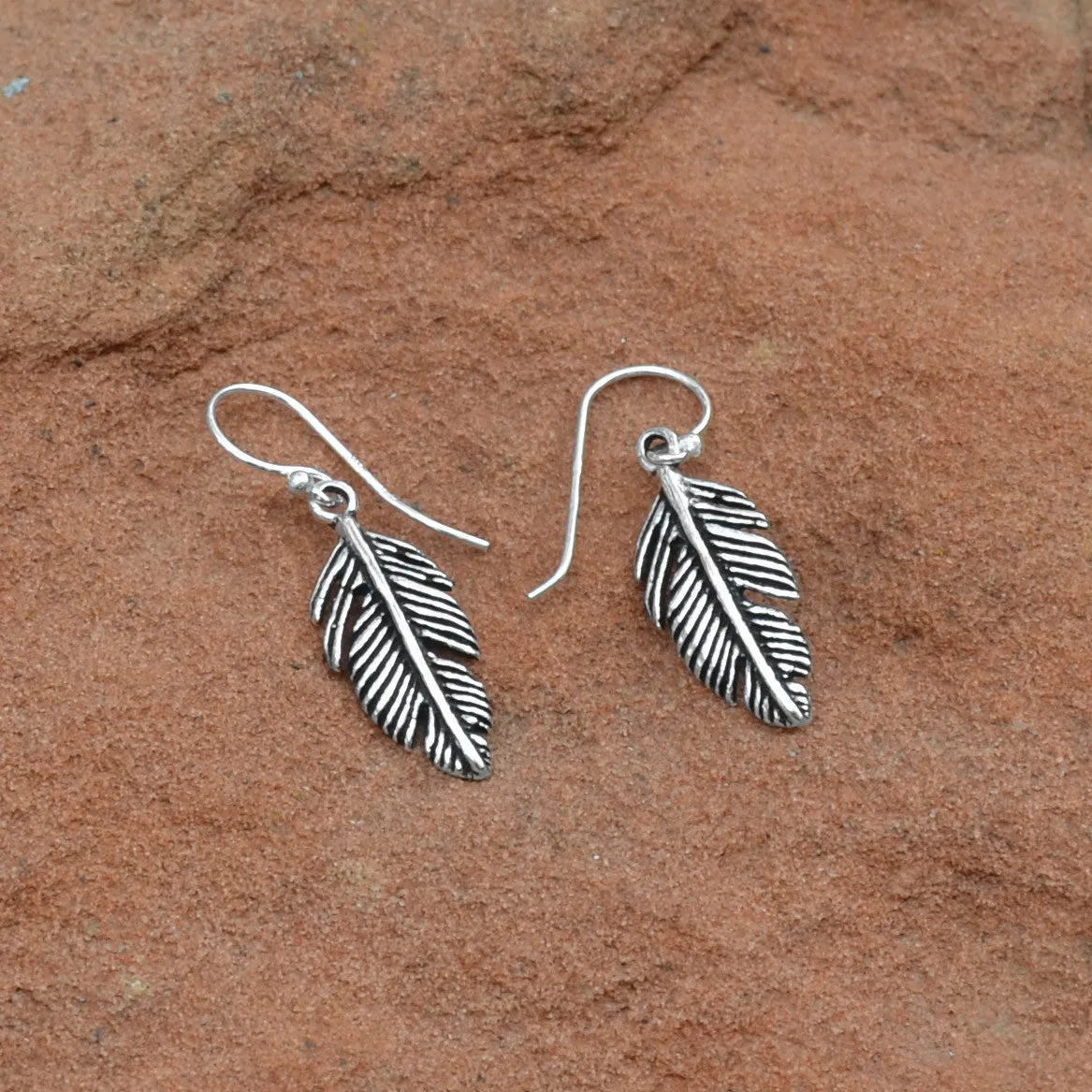 Oxidized Pinna Feather Earrings