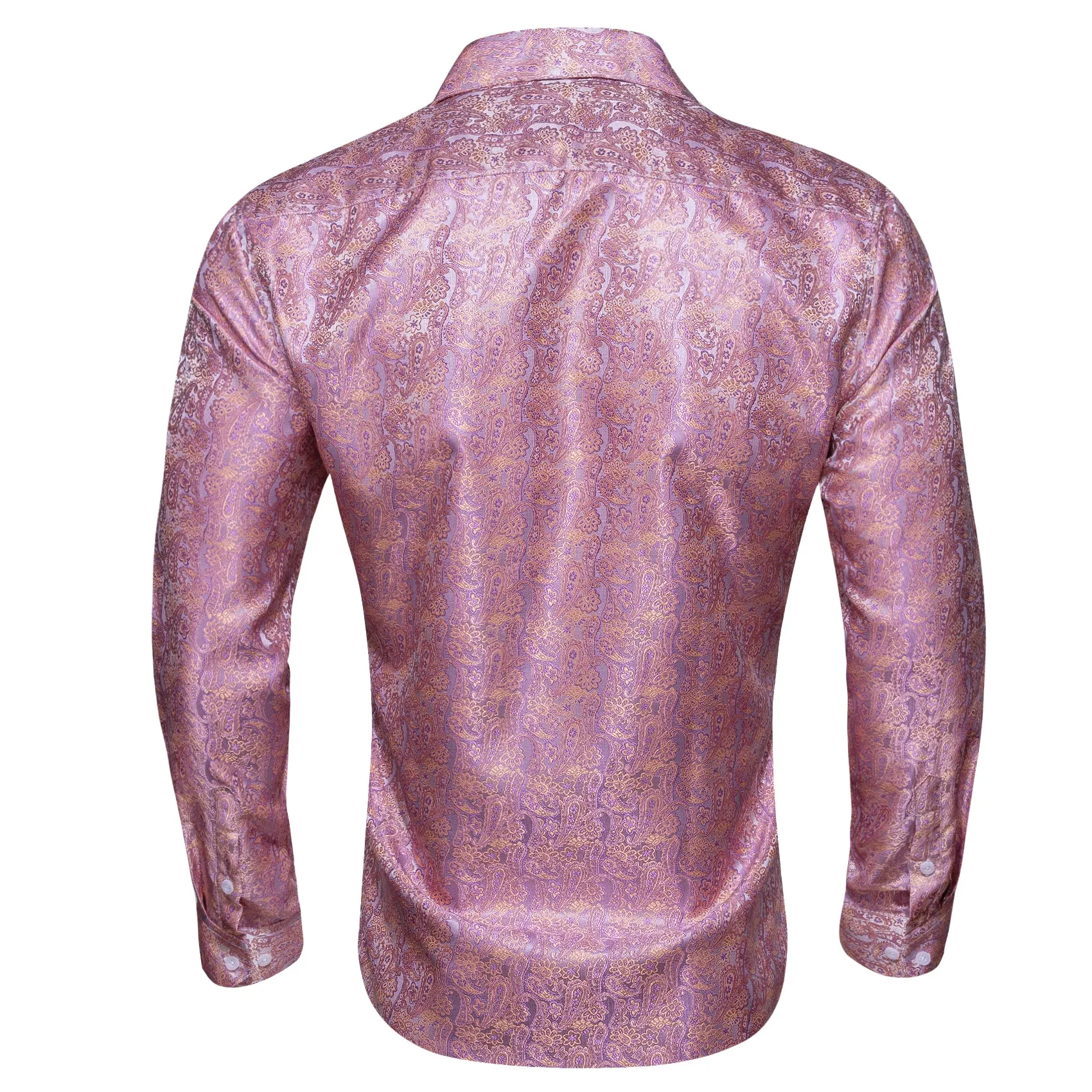 Pink Purple Paisley Men's Long Sleeve Casual Shirt