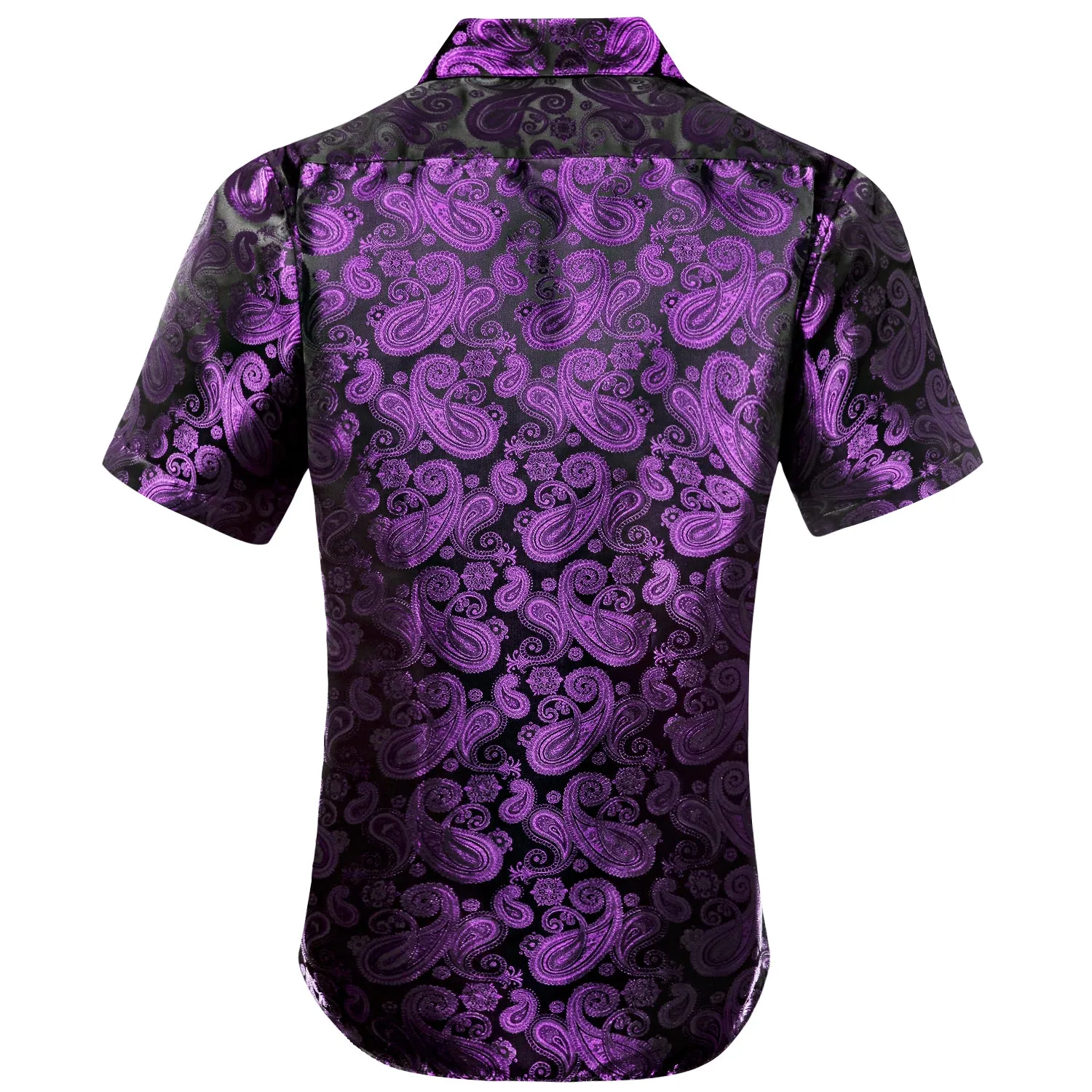 Purple Black Paisley Silk Men's Short Sleeve Shirt