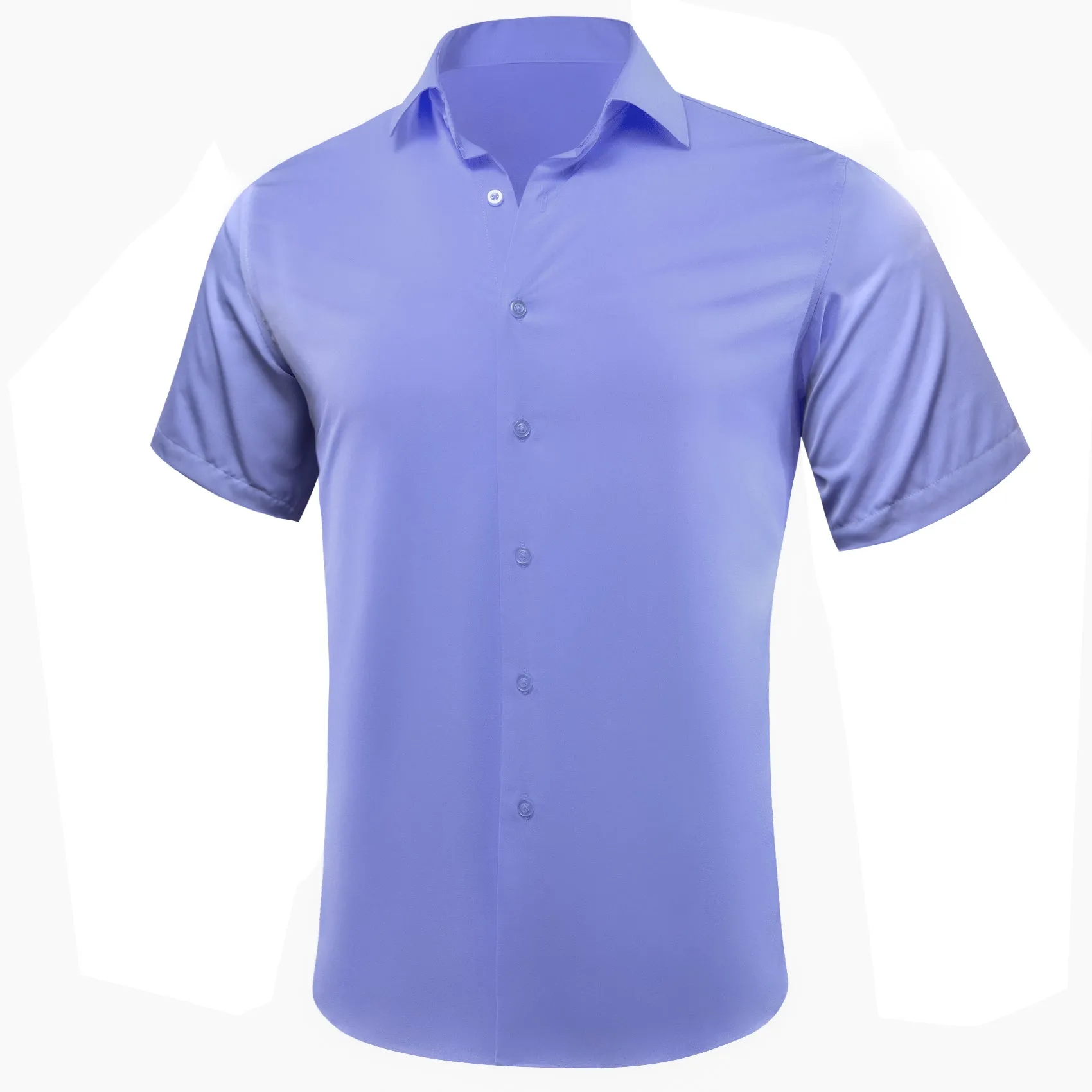 Purple Solid Silk Men's Short Sleeve Shirt