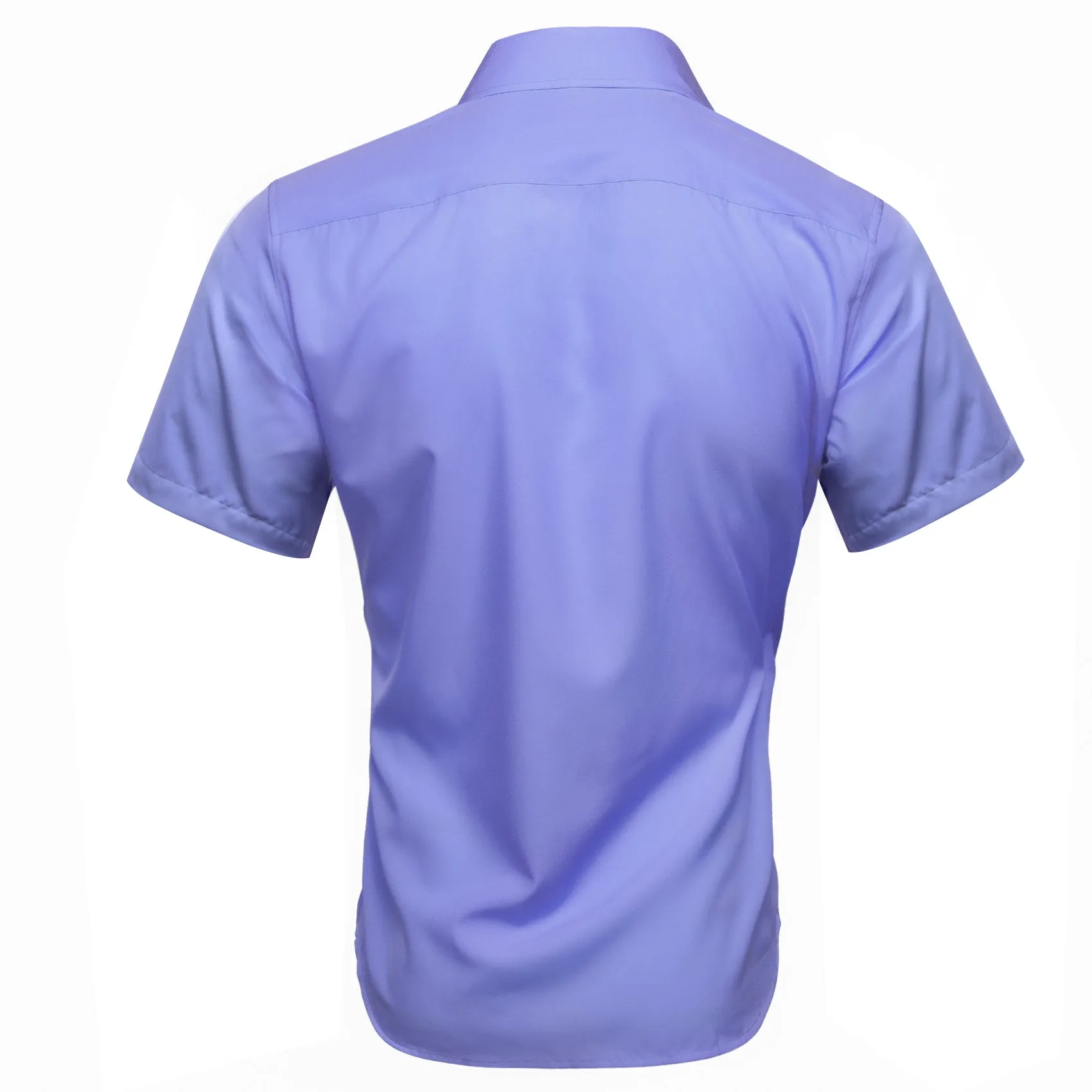 Purple Solid Silk Men's Short Sleeve Shirt