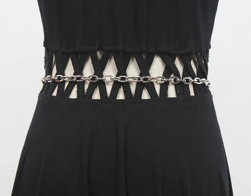 Simple Fashion Cool Metal Geometric Square Waist Chain Women's Decorative Skirt Accessories Belt