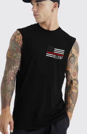 Simple Red Line Muscle Shirt