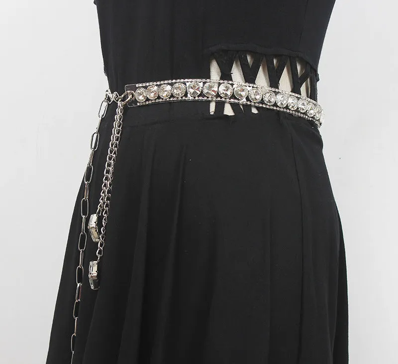 Simple Versatile Fashion Sexy Rhinestone Waist Chain Women's Decorative Belt Dress Metal Diamond Chain