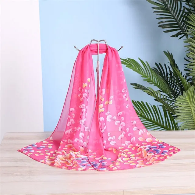 Spring Flower Silk Hijab Scarf