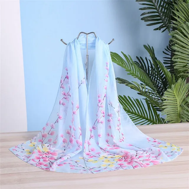 Spring Flower Silk Hijab Scarf