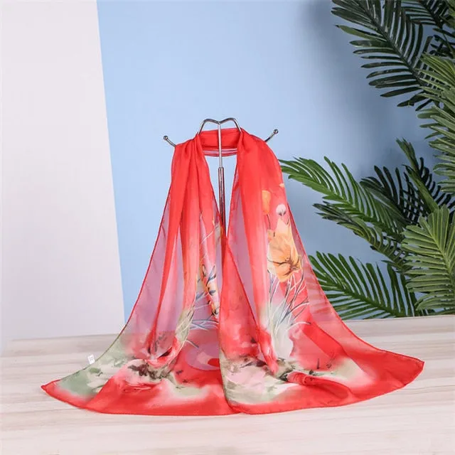 Spring Flower Silk Hijab Scarf