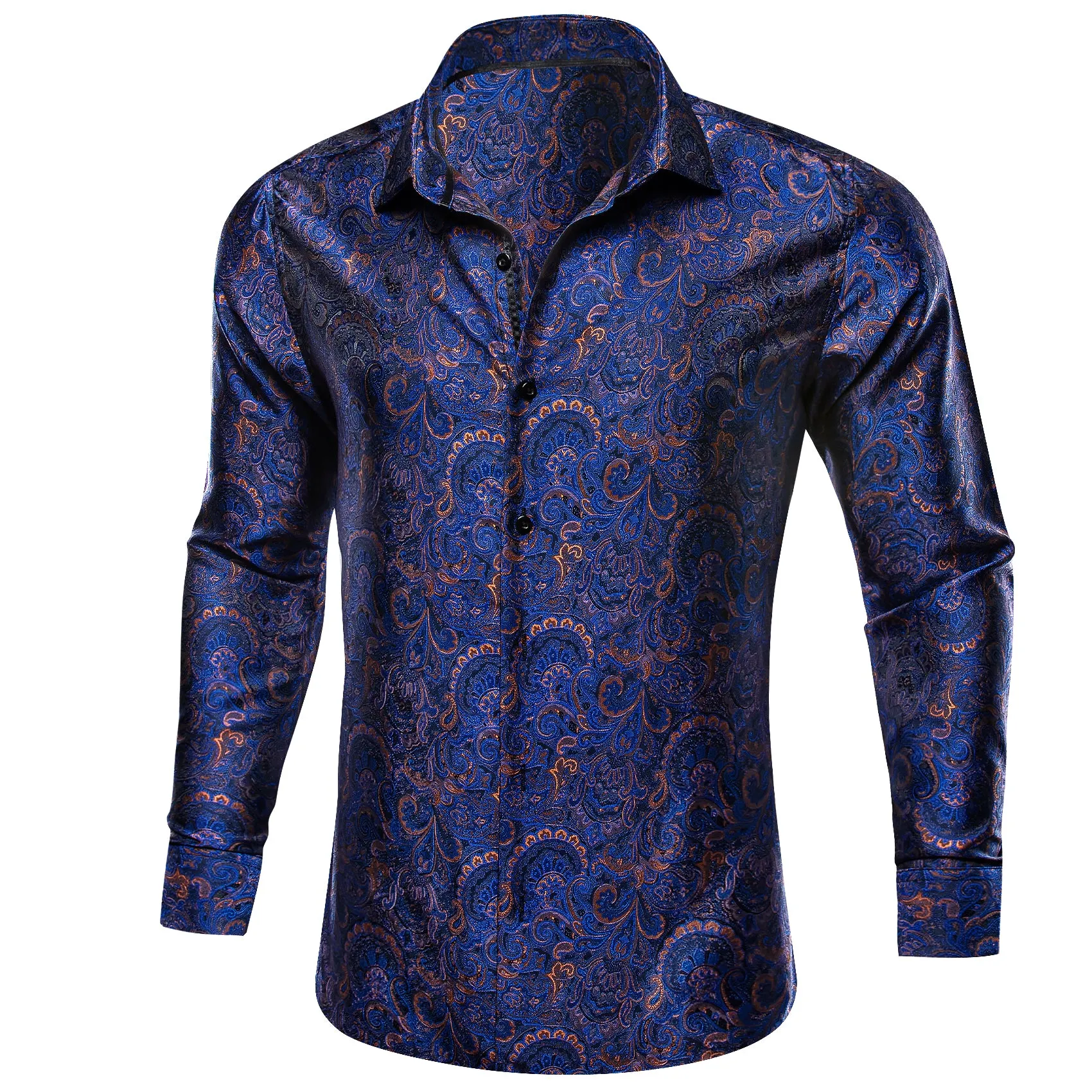 Ties2you Button Down Shirt Blue Paisley Silk Men's Shirt