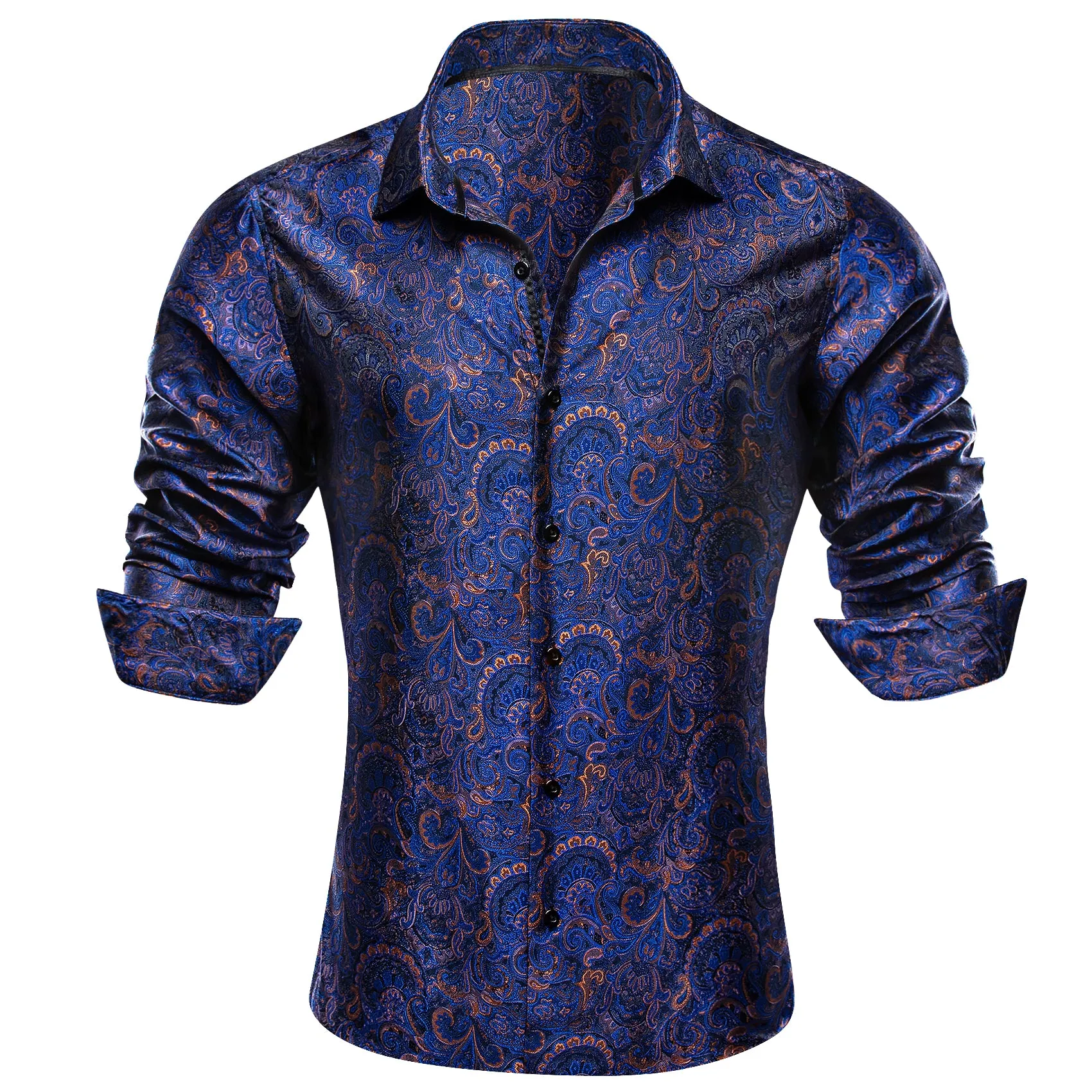 Ties2you Button Down Shirt Blue Paisley Silk Men's Shirt