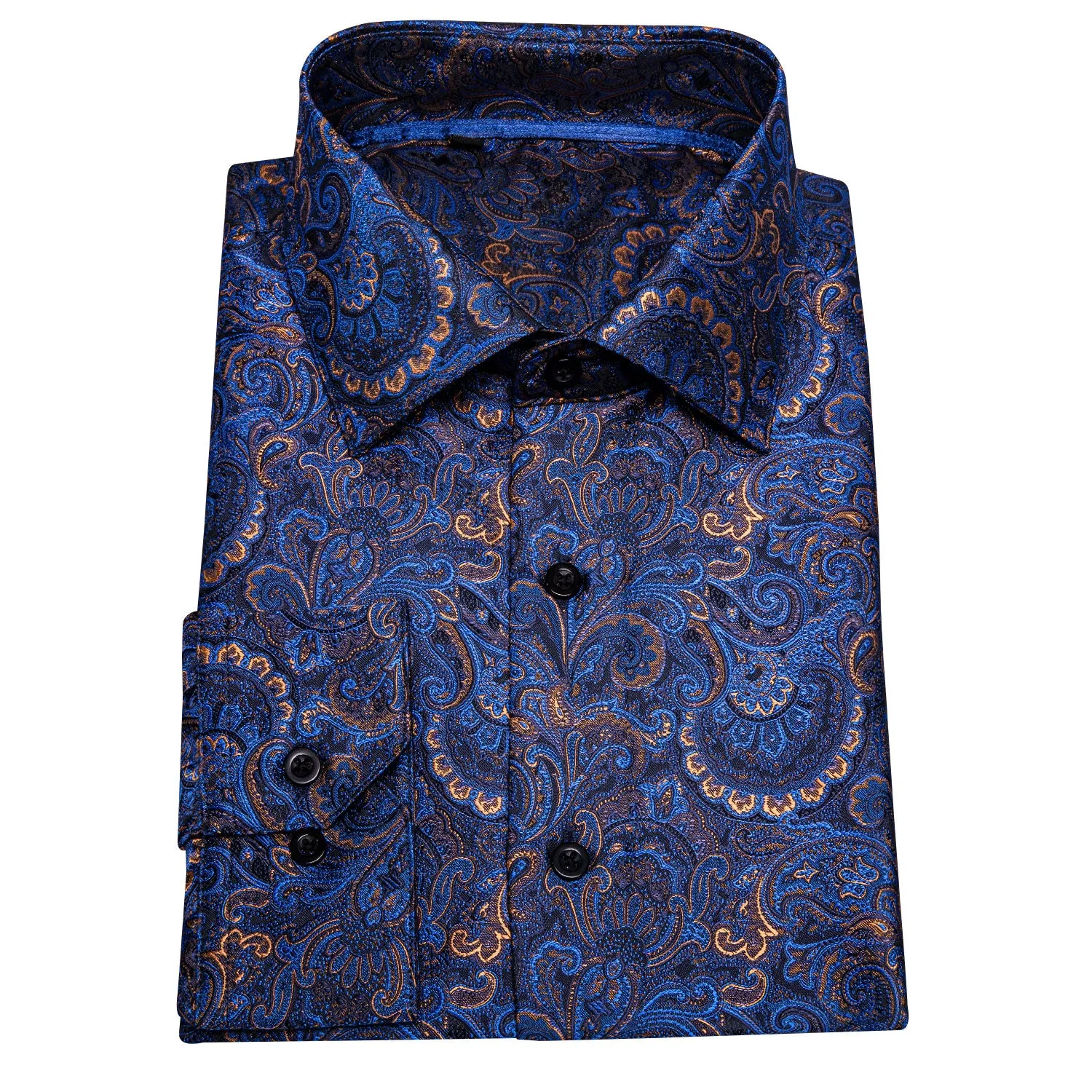 Ties2you Button Down Shirt Blue Paisley Silk Men's Shirt