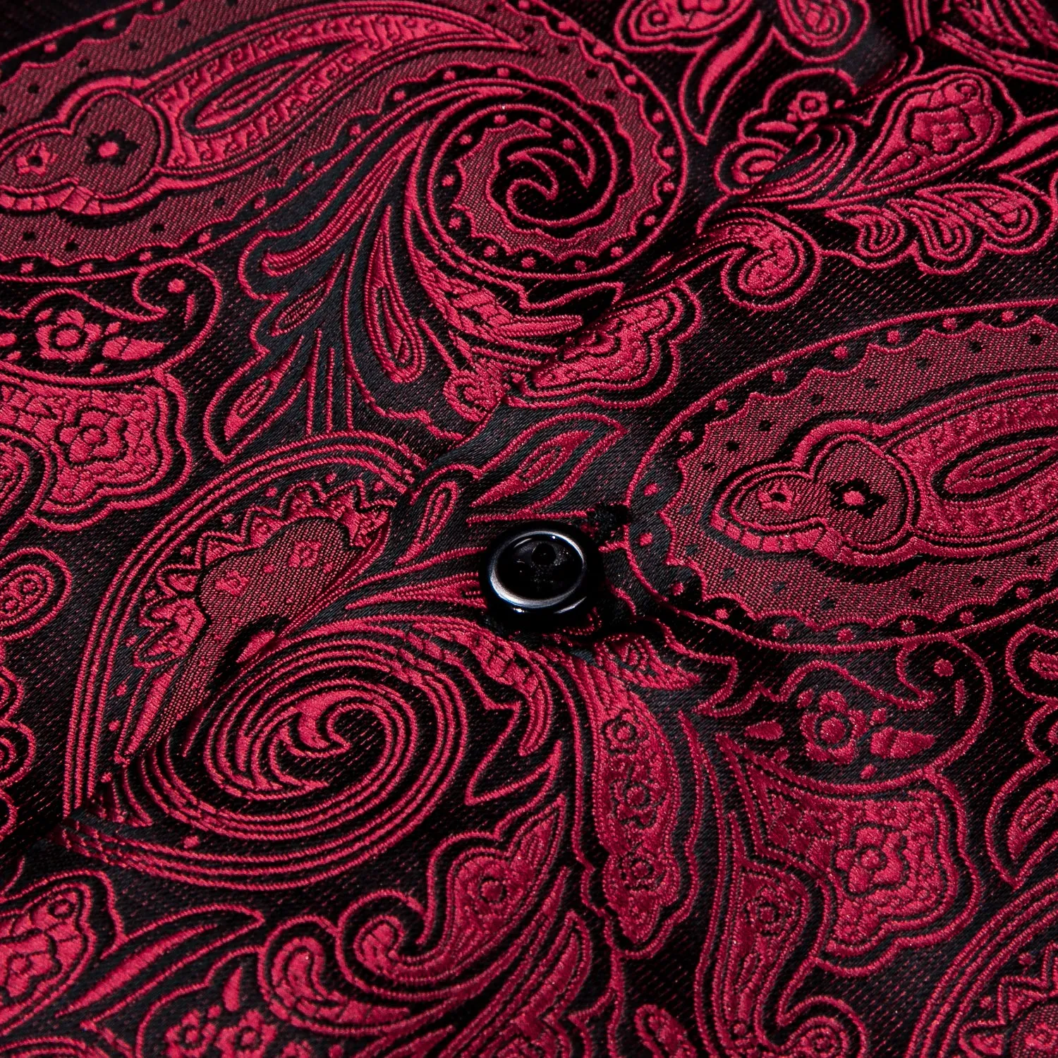 Ties2you Button Down Shirt Luxury Black Red Paisley Silk Men's Shirt