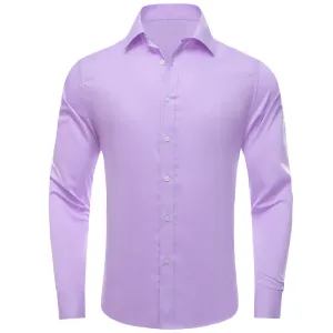 Ties2you Men's Shirt Periwinkle Purple Solid Silk Long Sleeve Shirt