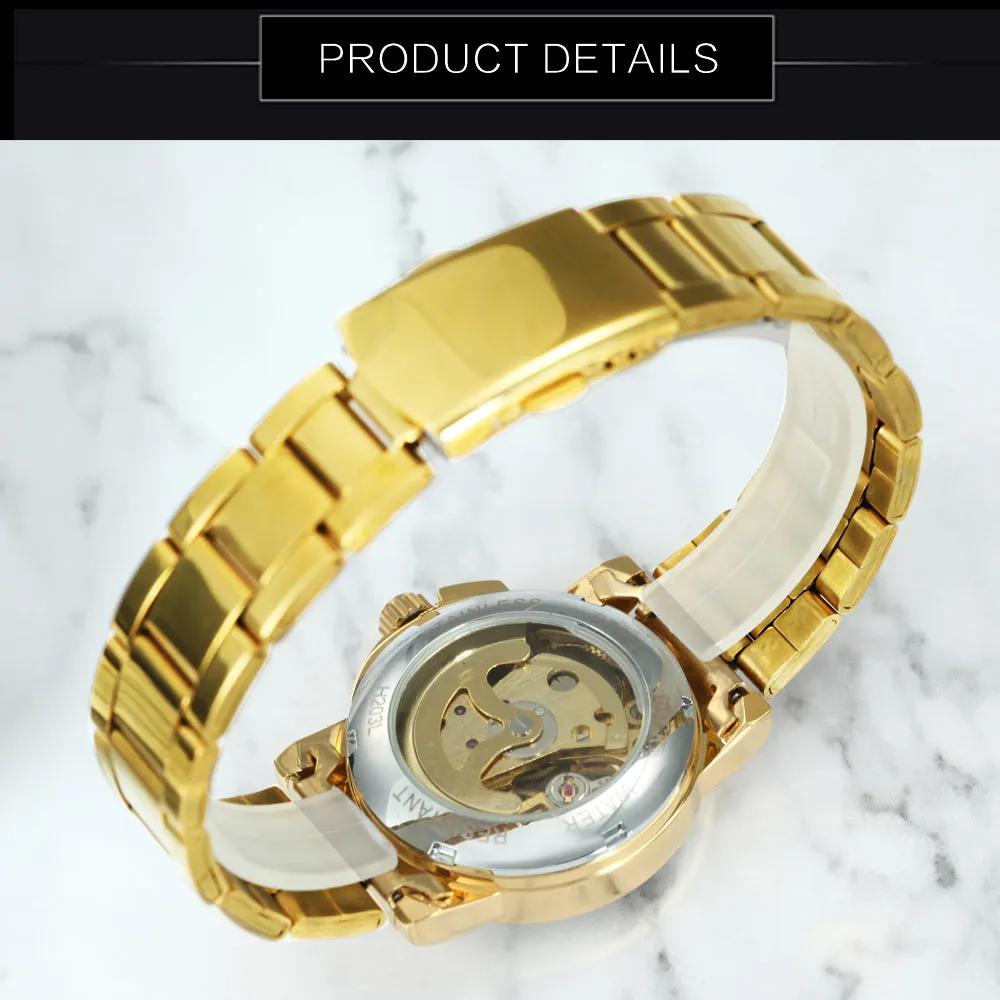 WINNER Women's Watch Love Hollow Automatic Mechanical Watch Elegant Stainless Steel Strap Watch