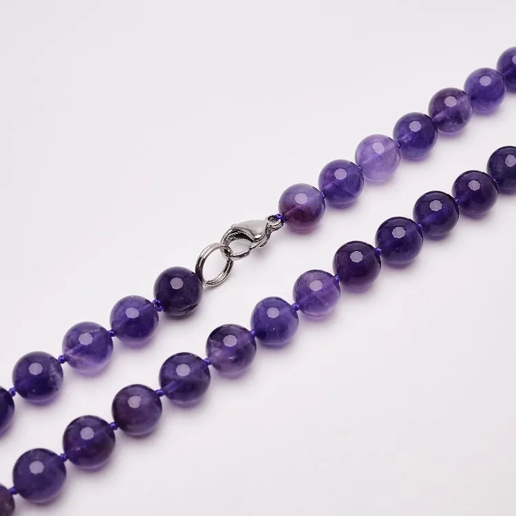 Women's Handmade Gemstone Beaded Necklace 10mm Amethyst