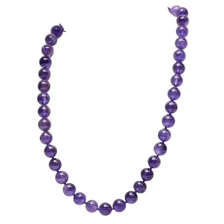 Women's Handmade Gemstone Beaded Necklace 10mm Amethyst