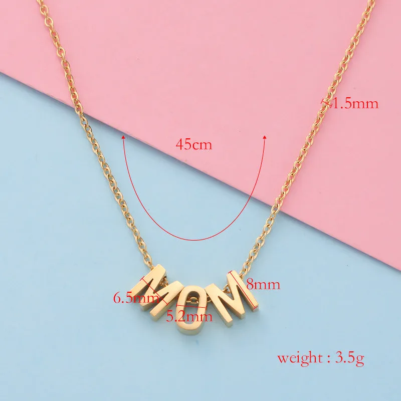 Women's Mirror Fine Throw MOM Letter Pendant Necklace