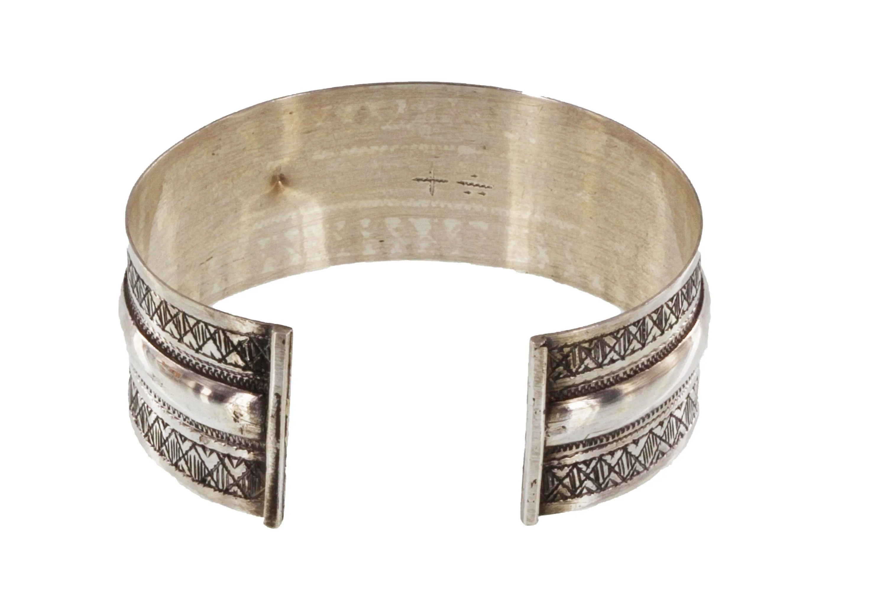 YUFITRI Silver Etched Wide Cuff Bracelet The Azel Collection